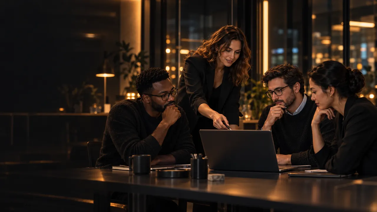 Une équipe échange autour d’une table de travail.